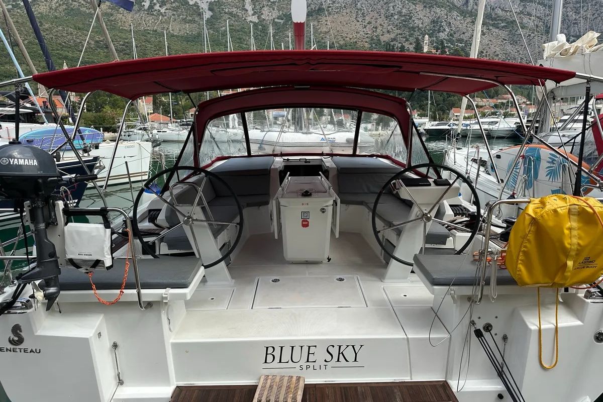 Cockpit of Blue Sky, a Beneteau Oceanis 46.1 sailboat at Dubrovnik, Croatia