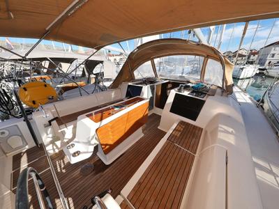Cockpit of Delta, a Dufour 412 GL sailboat at Grad Biograd na Moru, Croatia