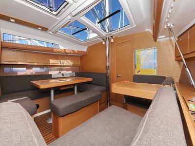 Salon of Delta, a Dufour 412 GL sailboat at Grad Biograd na Moru, Croatia