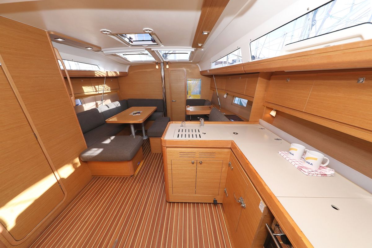 Galley of Delta, a Dufour 412 GL sailboat at Grad Biograd na Moru, Croatia