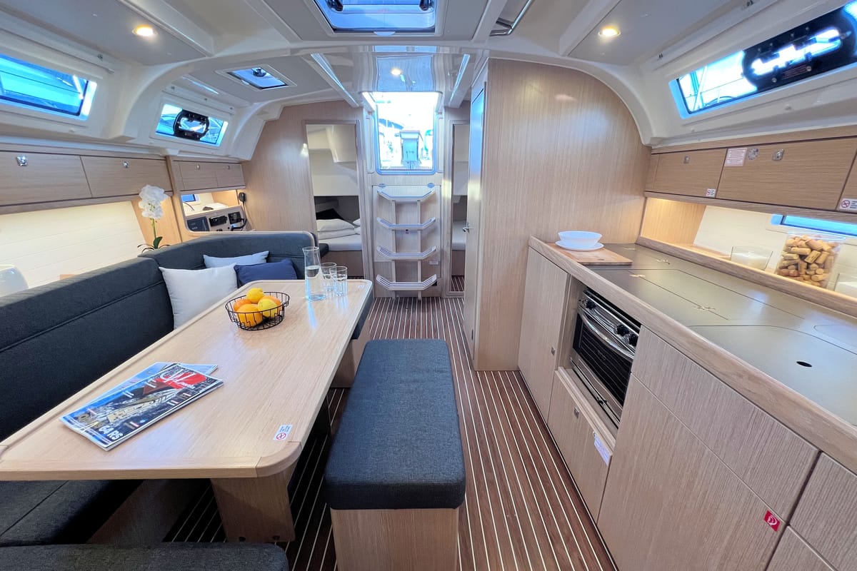 Salon of Panda III, a Bavaria Cruiser 41 sailboat at Grad Pula, Croatia