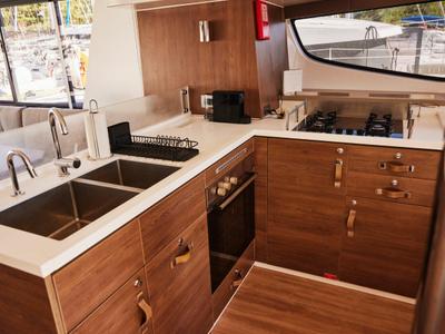 Galley of Ediba Scorpio, a Bali 4.6 catamaran at Marmaris, Turkey