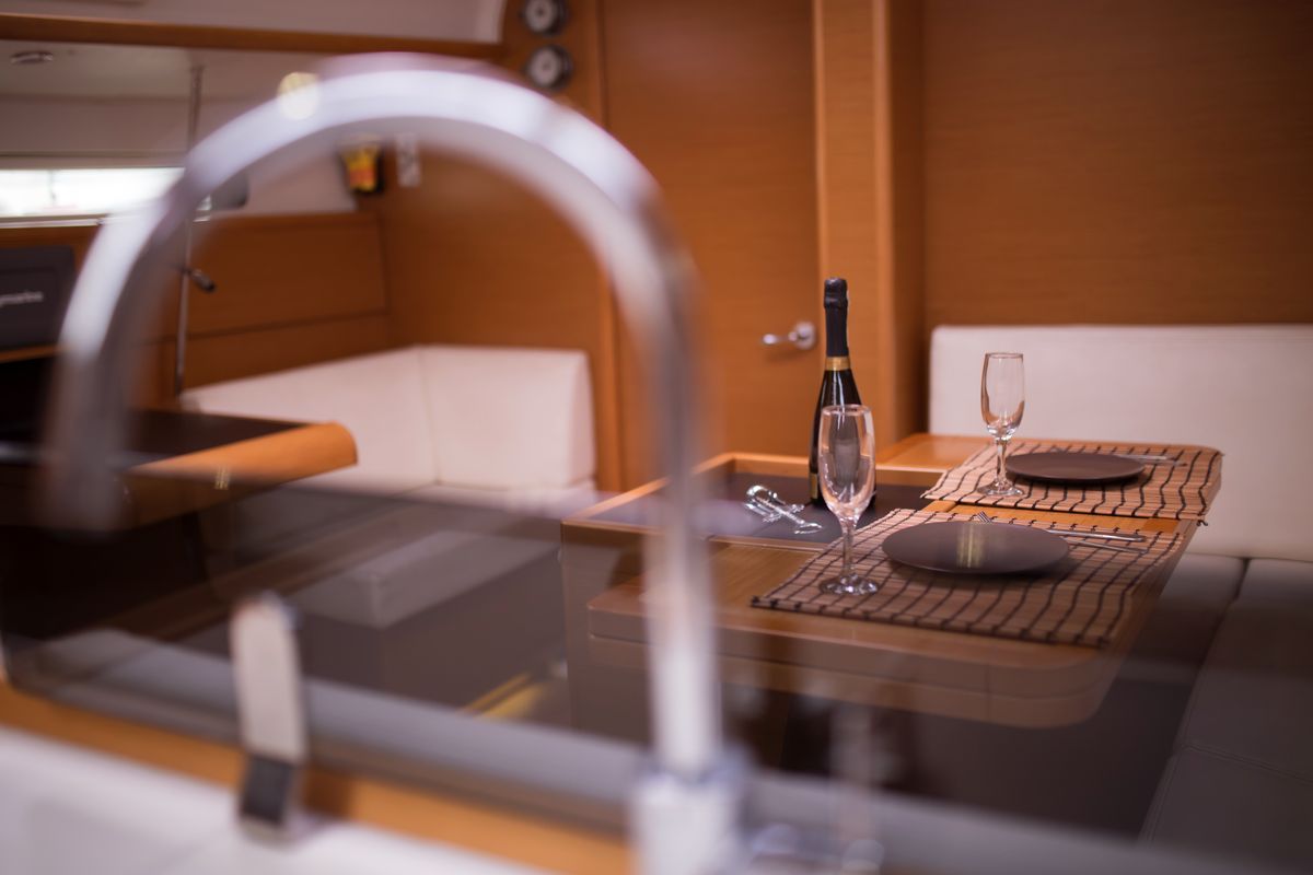 Galley of Leonidas, a Jeanneau Sun Odyssey 409 sailboat at Marina Delta Kallithea, Greece