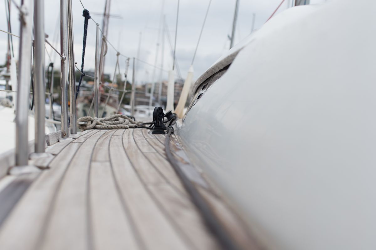 Deck of Leonidas, a Jeanneau Sun Odyssey 409 sailboat at Marina Delta Kallithea, Greece