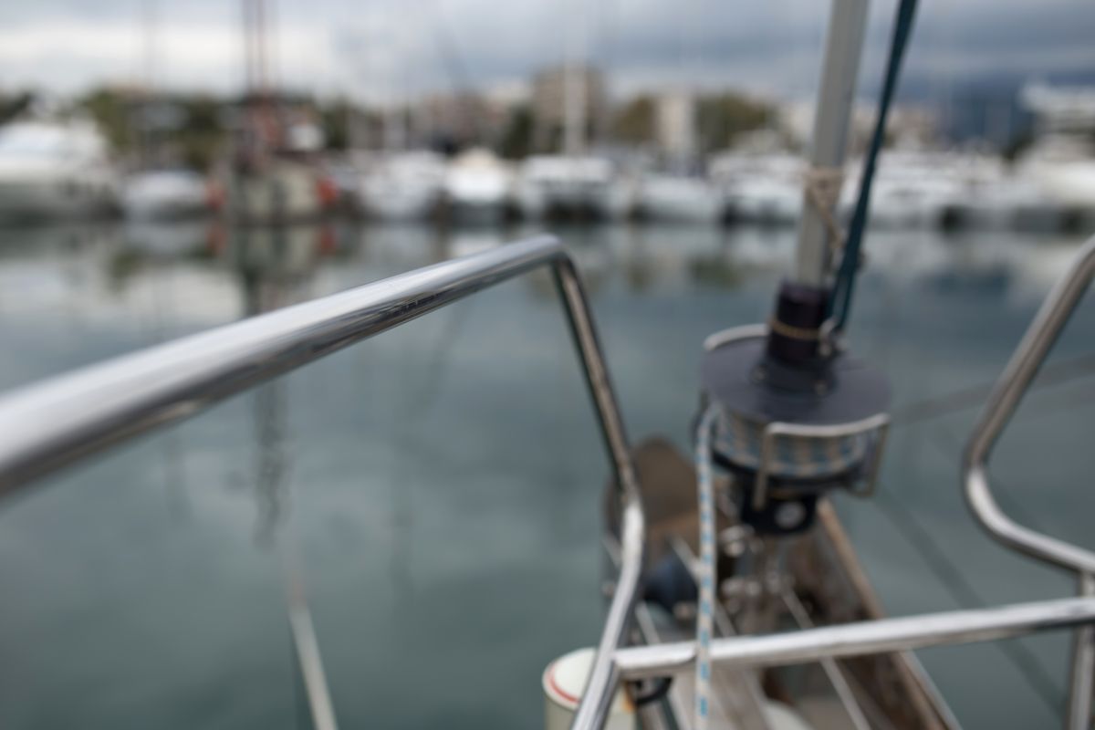 Deck of Leonidas, a Jeanneau Sun Odyssey 409 sailboat at Marina Delta Kallithea, Greece