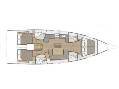 Floor plan of Filira, a Beneteau Oceanis 46.1 sailboat at Municipal Unit of Palairos, Greece
