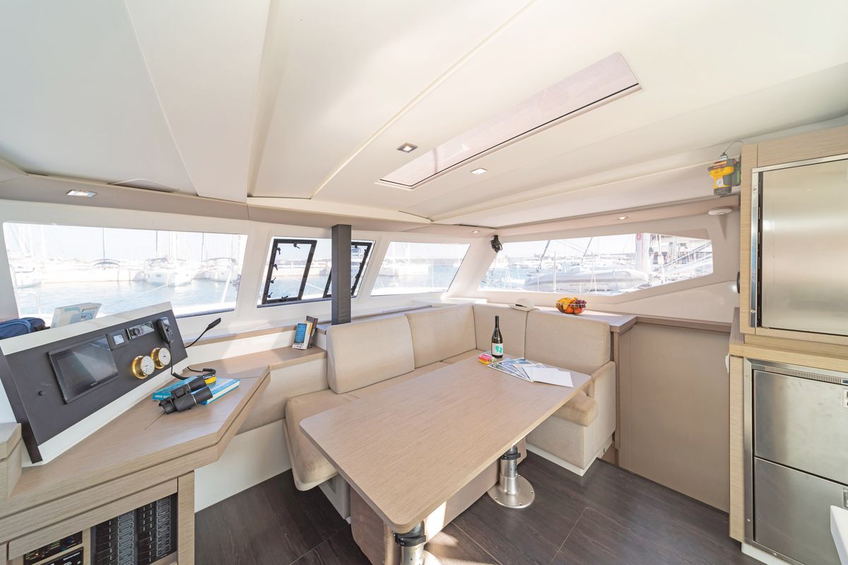 Salon of Fortuna, a Fountaine Pajot Lucia 40 catamaran at Municipal Unit of Rhodes, Greece