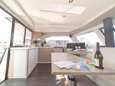 Salon of Fortuna, a Fountaine Pajot Lucia 40 catamaran at Municipal Unit of Rhodes, Greece