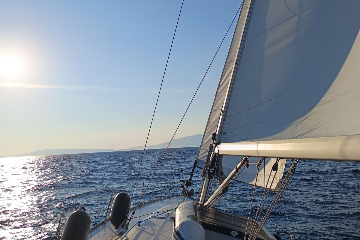 Deck of Ra, a Bavaria 38 sailboat at Općina Marina, Croatia