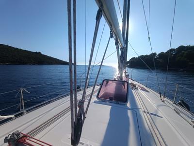 Deck of Ra, a Bavaria 38 sailboat at Općina Marina, Croatia