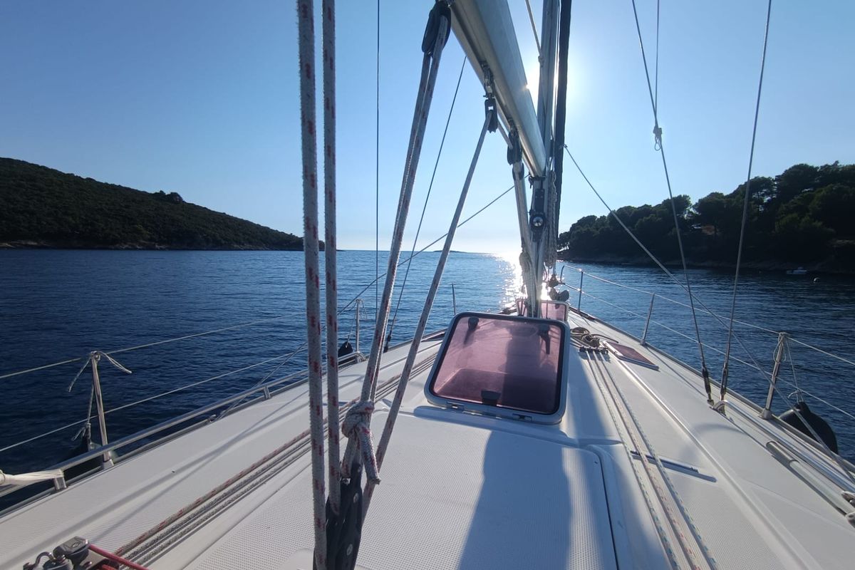 Deck of Ra, a Bavaria 38 sailboat at Općina Marina, Croatia