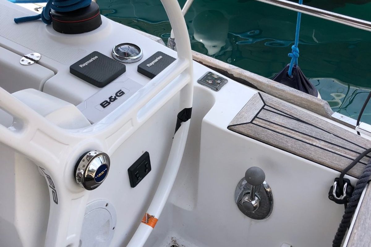 Cockpit of Laali, a Elan Impression 40 sailboat at Grad Pula, Croatia