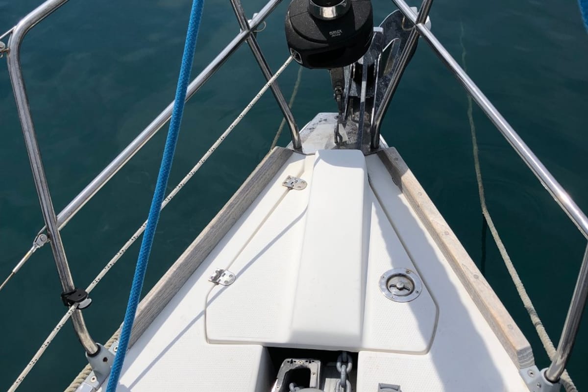 Deck of Laali, a Elan Impression 40 sailboat at Grad Pula, Croatia