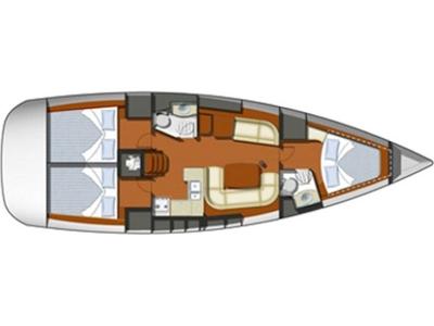 Floor plan of Bill Maira, a Jeanneau Sun Odyssey 42 i sailboat at Preveza, Greece