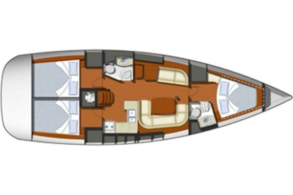 Floor plan of Bill Maira, a Jeanneau Sun Odyssey 42 i sailboat at Preveza, Greece