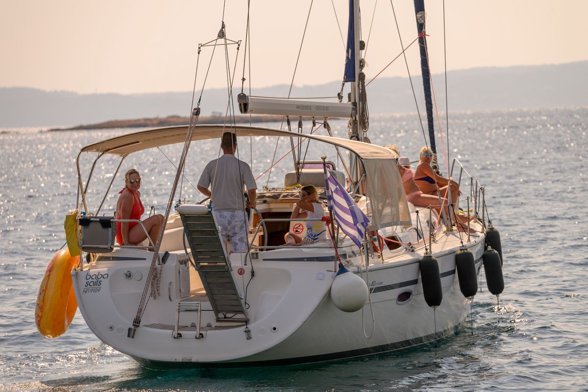Deck of Baba Sails, a Bavaria 40 Cruiser sailboat at Pallini Municipal Unit, Greece