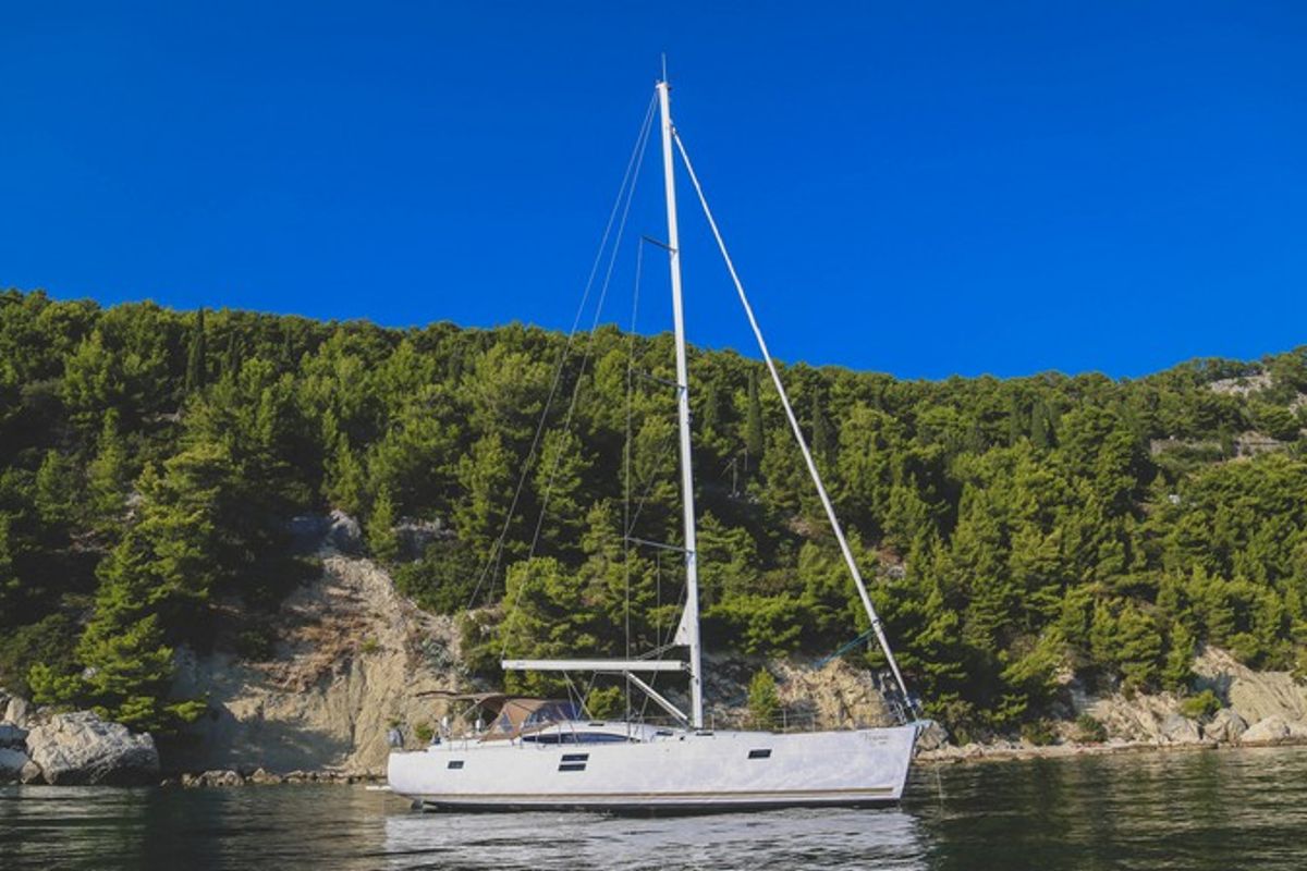 Exterior view of Virginia, a Elan Impression 50 sailboat at Split, Croatia