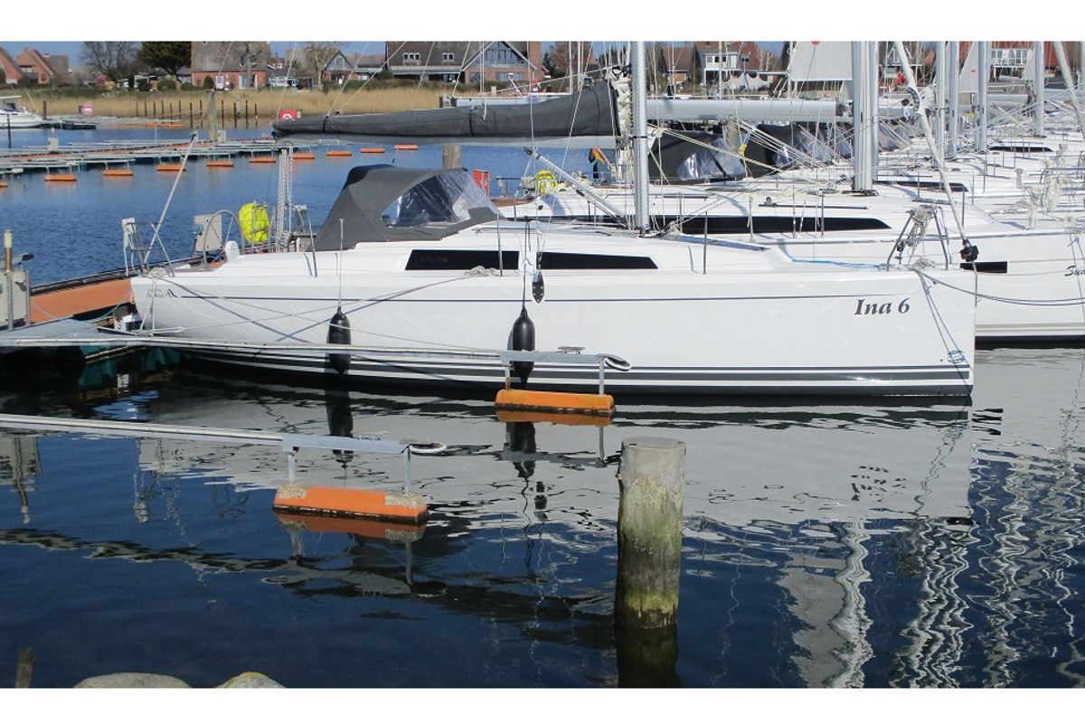 Exterior view of Ina6, a Hanse Yachts Hanse 315 sailboat at Altefähr, Germany