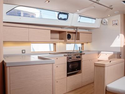 Galley of Nemesi - Standard line, a Beneteau Oceanis 46.1 sailboat at Trapani, Italy
