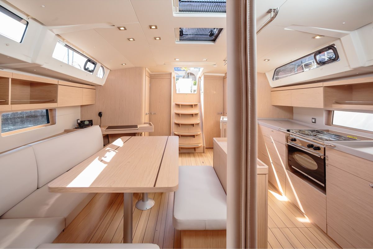Salon of Nemesi - Standard line, a Beneteau Oceanis 46.1 sailboat at Trapani, Italy