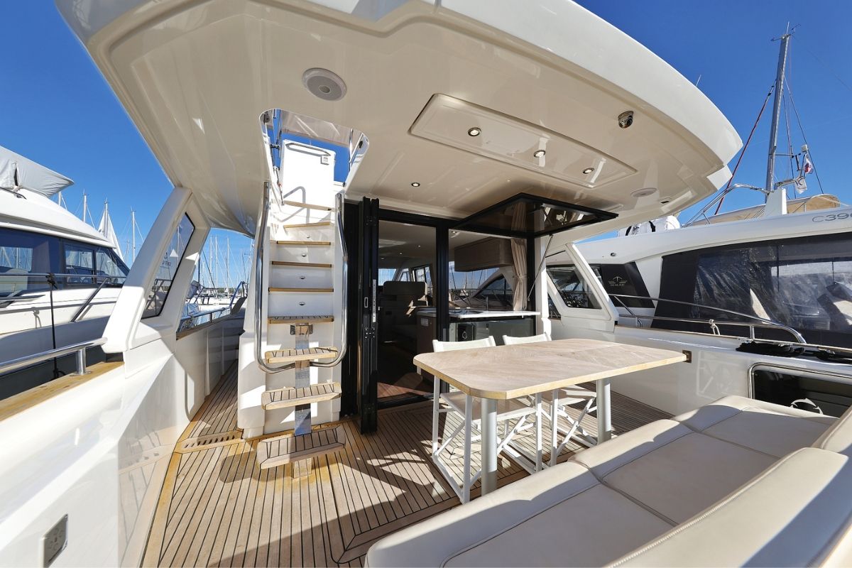 Deck of Vegas, a Greenline 48 Fly yacht at Grad Biograd na Moru, Croatia