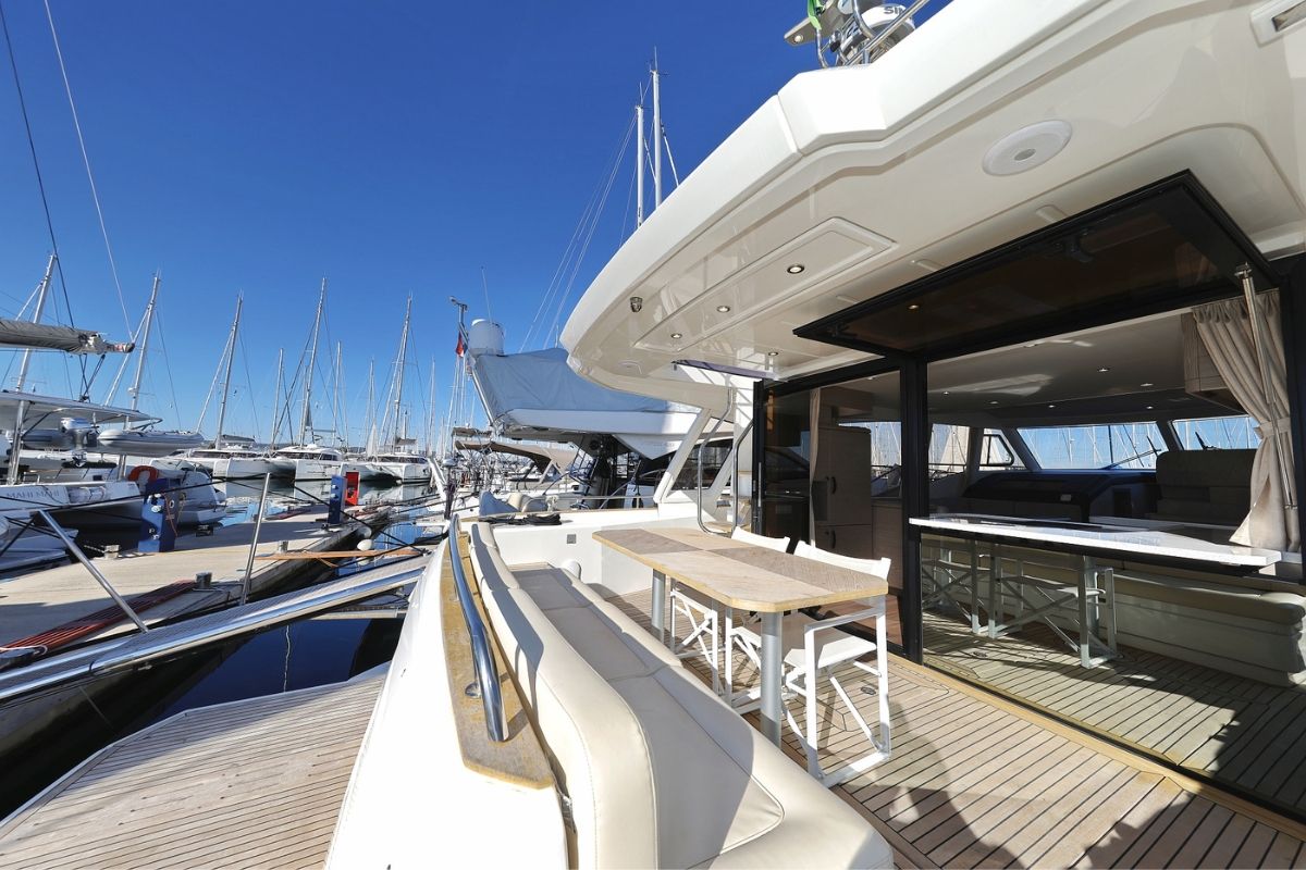 Deck of Vegas, a Greenline 48 Fly yacht at Grad Biograd na Moru, Croatia