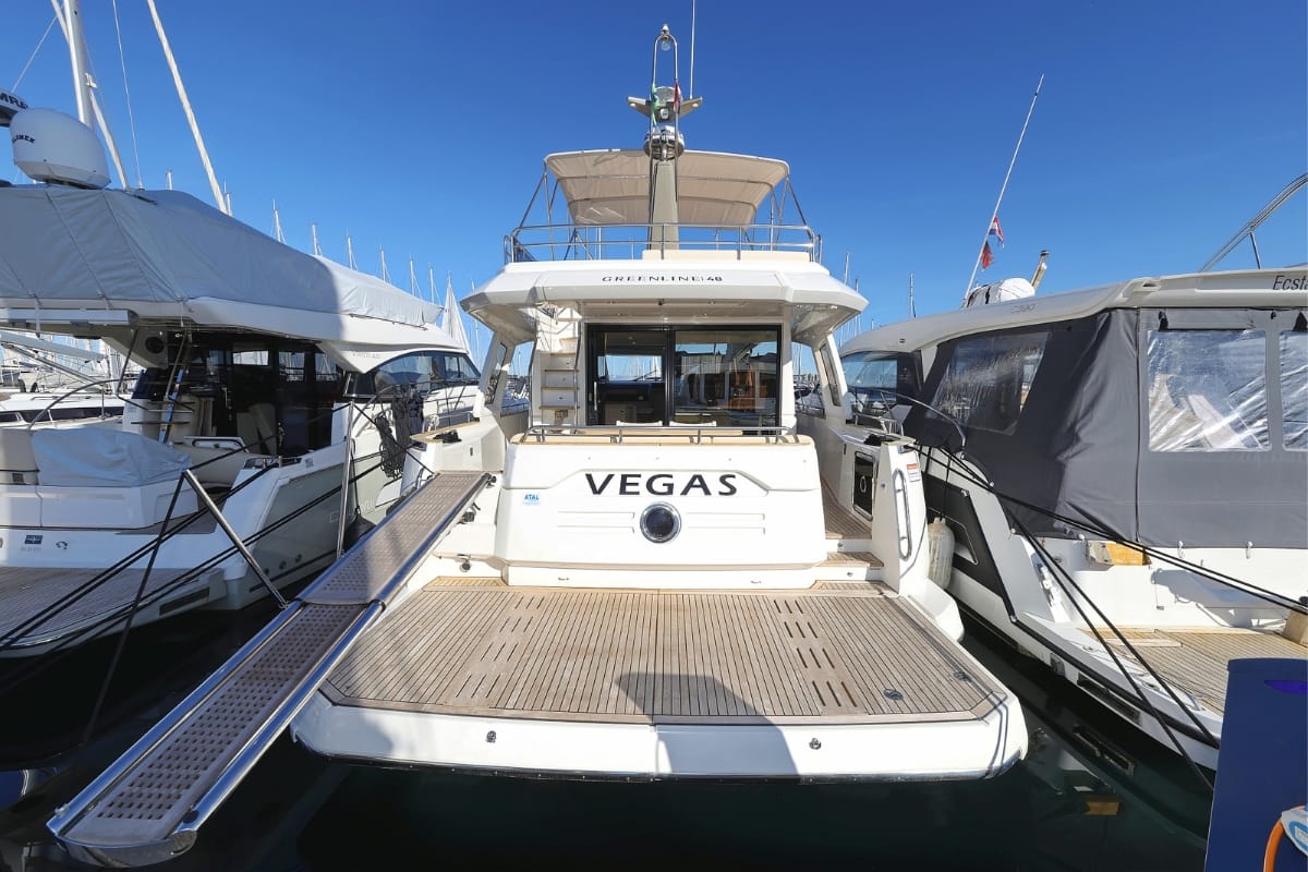Exterior view of Vegas, a Greenline 48 Fly yacht at Grad Biograd na Moru, Croatia