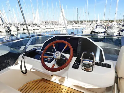 Cockpit of Vegas, a Greenline 48 Fly yacht at Grad Biograd na Moru, Croatia