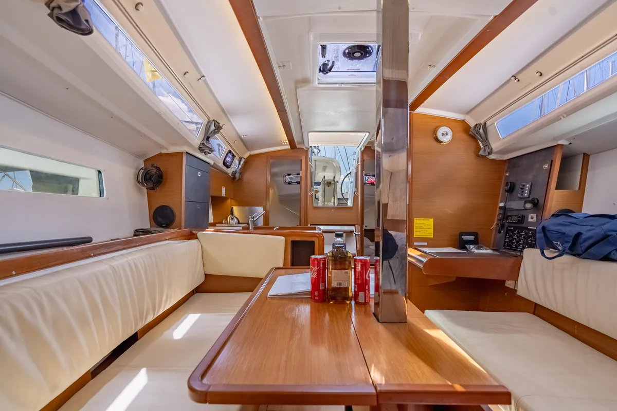 Salon of Off The Clock , a Jeanneau Sun Odyssey 349 sailboat at Road Town, British Virgin Islands