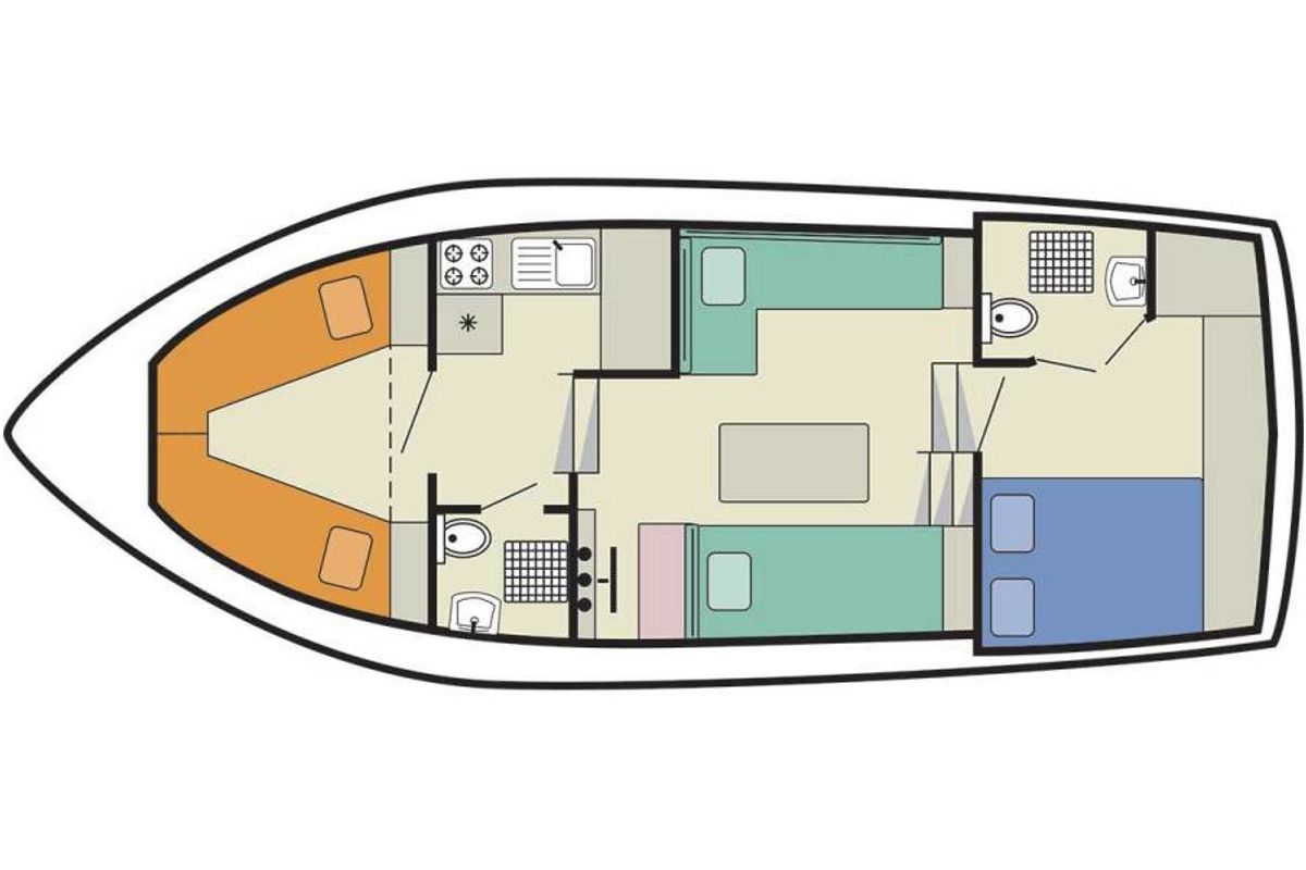 Floor plan of Lake Star - Budget 3, a Cygnet Lake Star motorboat at Carrick-on-Shannon, Ireland