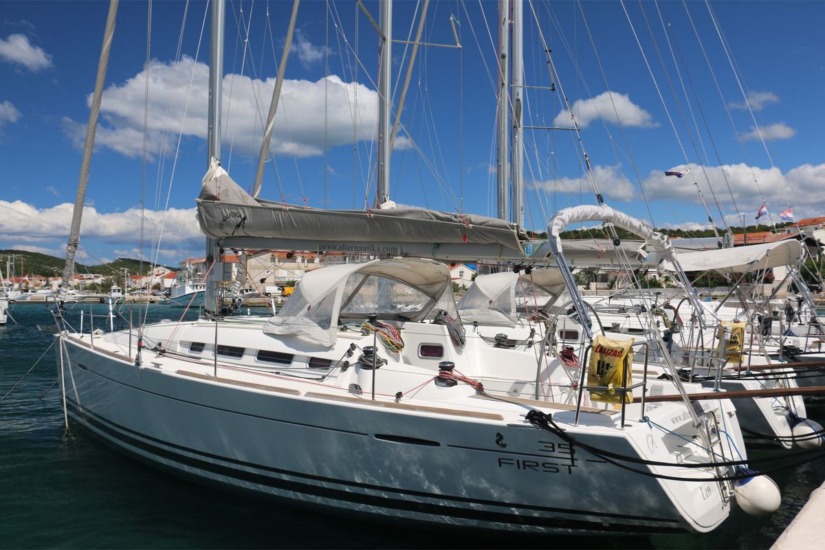 Exterior view of Scorpio, a Beneteau First 35 sailboat at Jezera, Croatia