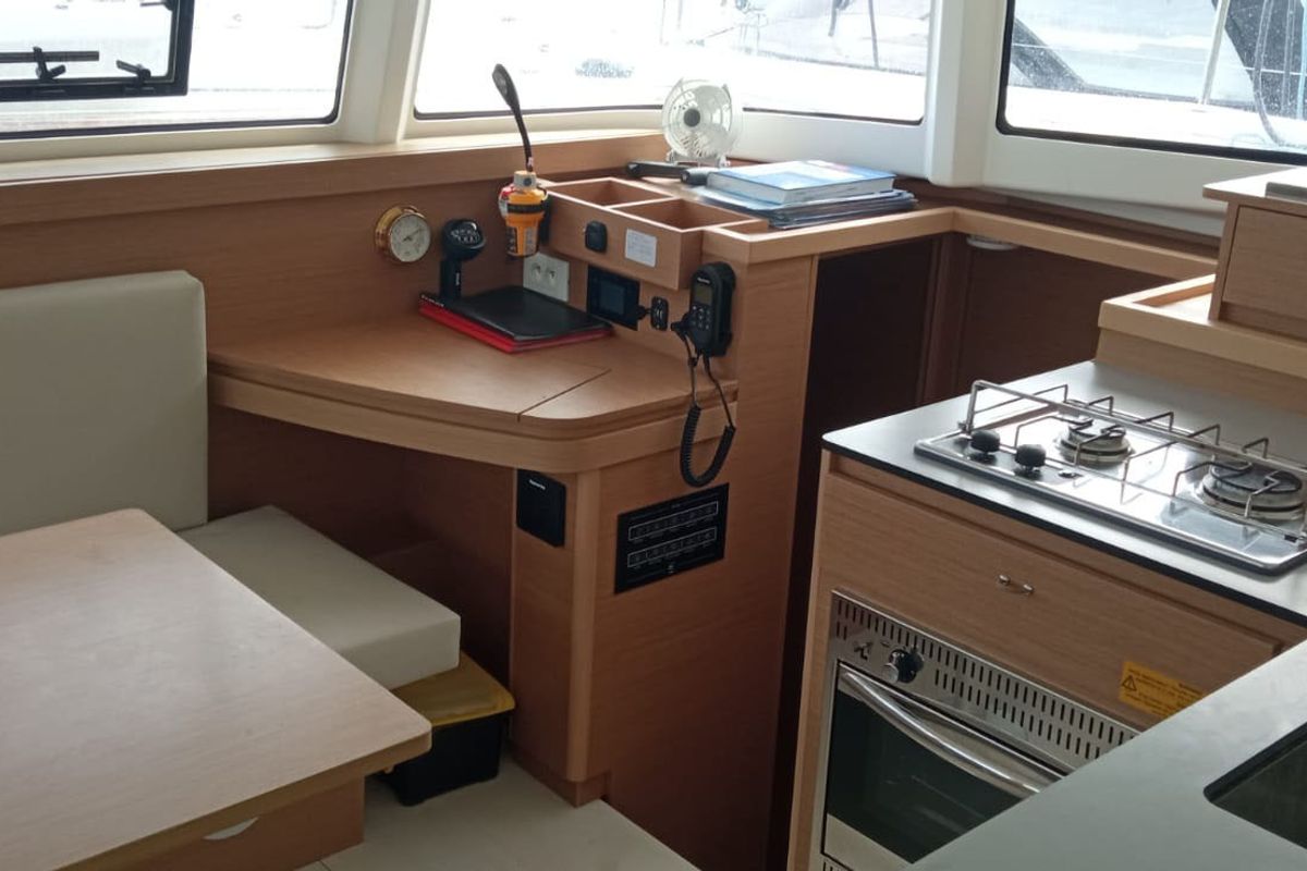 Galley of MALAOLAUR, a Excess 11 catamaran at Kontokali, Greece