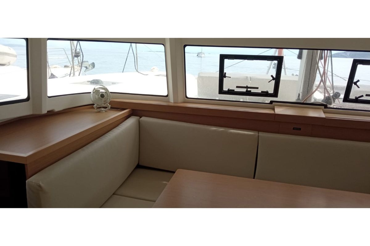 Salon of MALAOLAUR, a Excess 11 catamaran at Kontokali, Greece