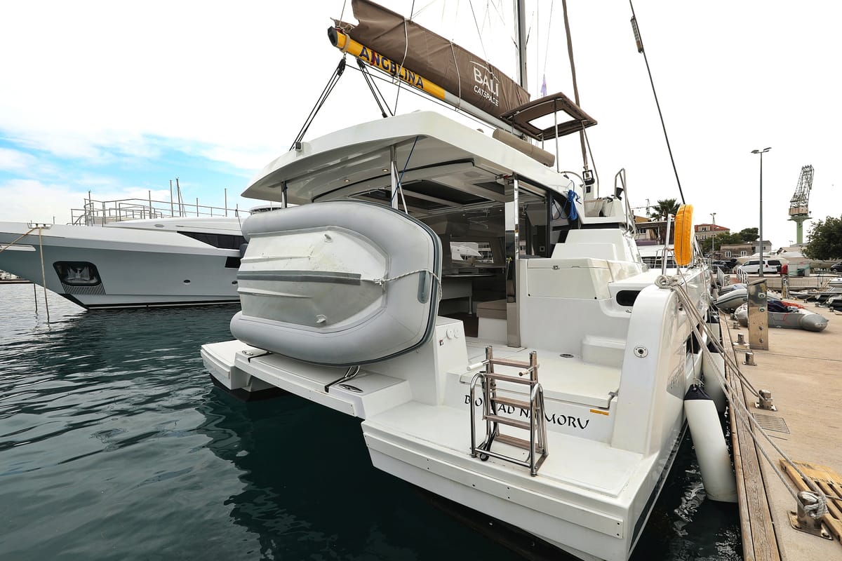 Exterior view of Hi Friends, a Bali Catspace catamaran at Grad Trogir, Croatia