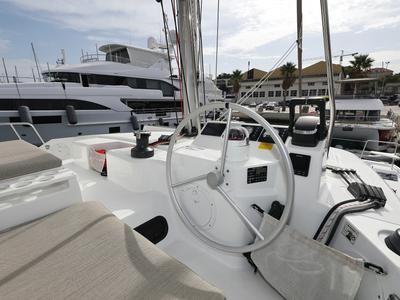 Cockpit of Hi Friends, a Bali Catspace catamaran at Grad Trogir, Croatia