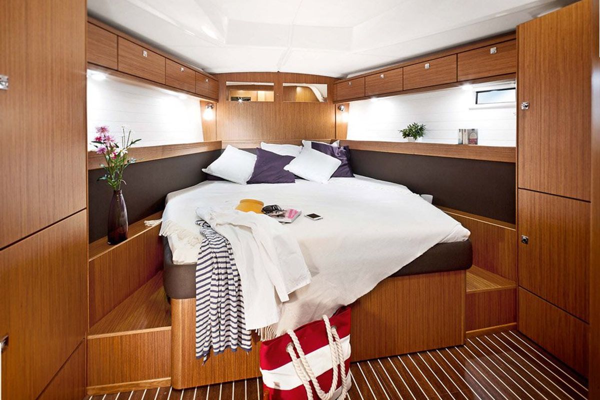 Cabin on Miber Mars, a Bavaria Cruiser 46 sailboat at Fethiye, Turkey