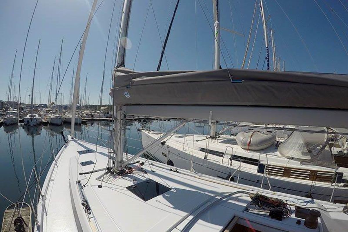 Deck of Aloha, a Cantiere Del Pardo (Grand Soleil) Grand Soleil 44 Performance sailboat at Grad Šibenik, Croatia
