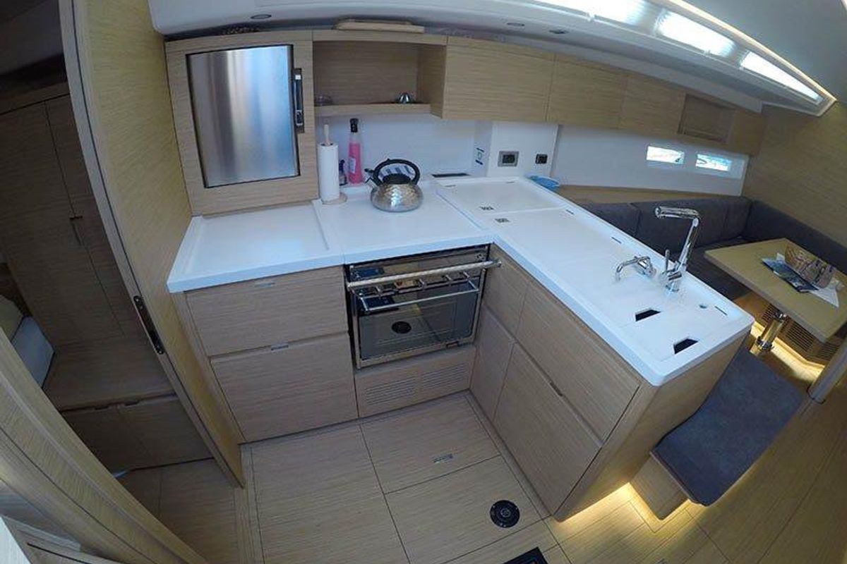 Galley of Aloha, a Cantiere Del Pardo (Grand Soleil) Grand Soleil 44 Performance sailboat at Grad Šibenik, Croatia