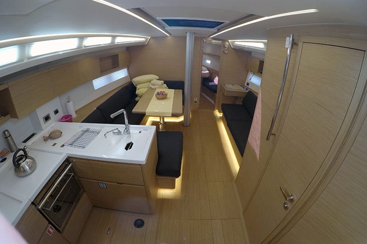 Galley of Aloha, a Cantiere Del Pardo (Grand Soleil) Grand Soleil 44 Performance sailboat at Grad Šibenik, Croatia