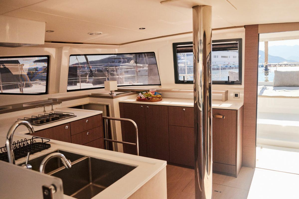 Galley of Ediba Taurus, a Bali 4.8 catamaran at Marmaris, Turkey