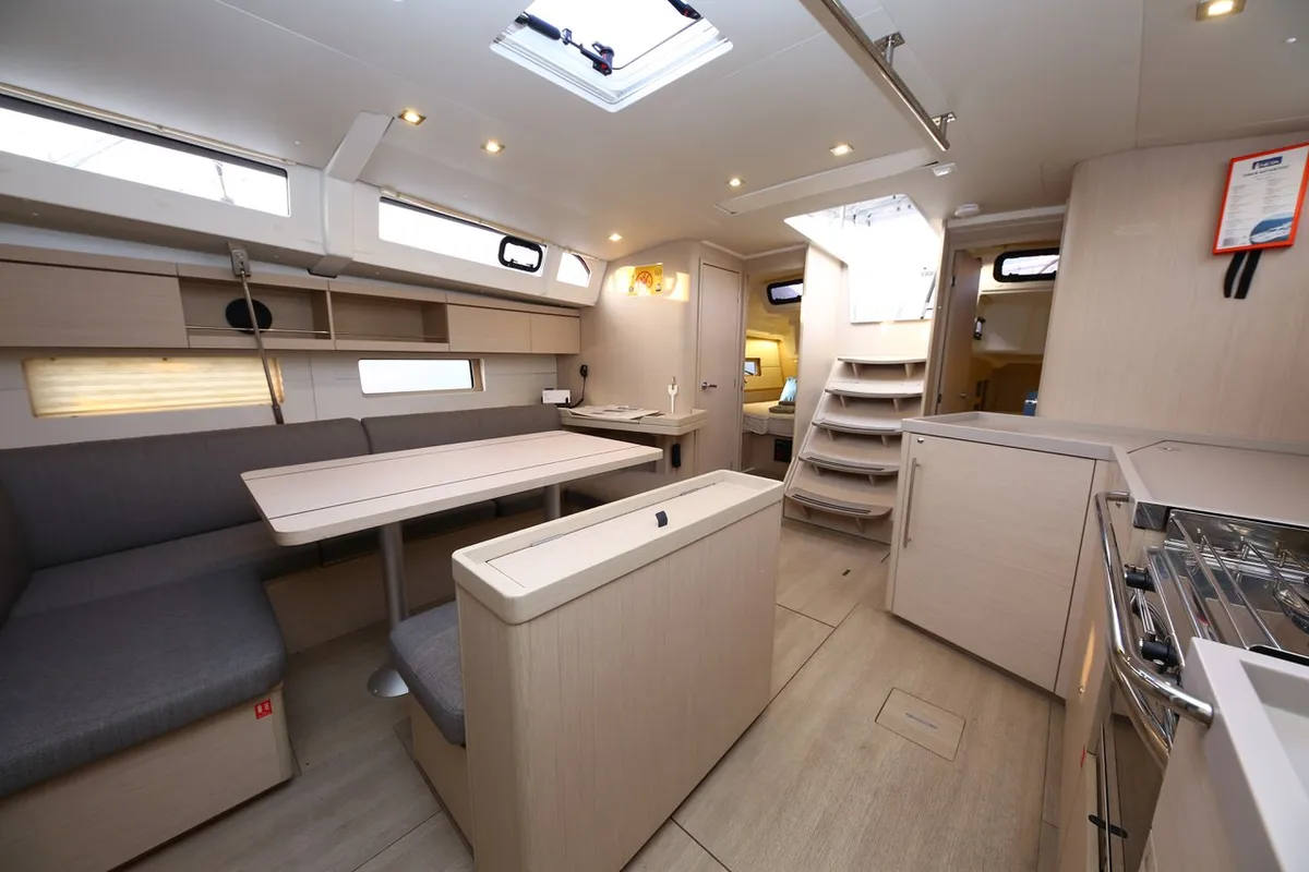 Salon of Wunderbar, a Beneteau Oceanis 46.1 sailboat at Fethiye, Turkey