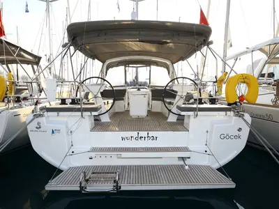 Exterior view of Wunderbar, a Beneteau Oceanis 46.1 sailboat at Fethiye, Turkey