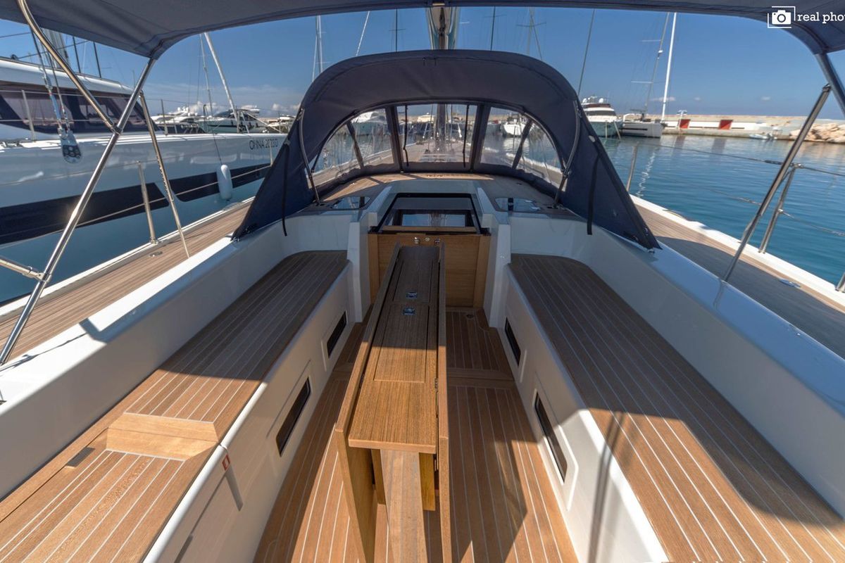 Deck of Avalon, a Solaris Yachts Solaris 55 sailboat at Olbia, Italy
