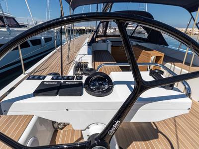Cockpit of Avalon, a Solaris Yachts Solaris 55 sailboat at Olbia, Italy