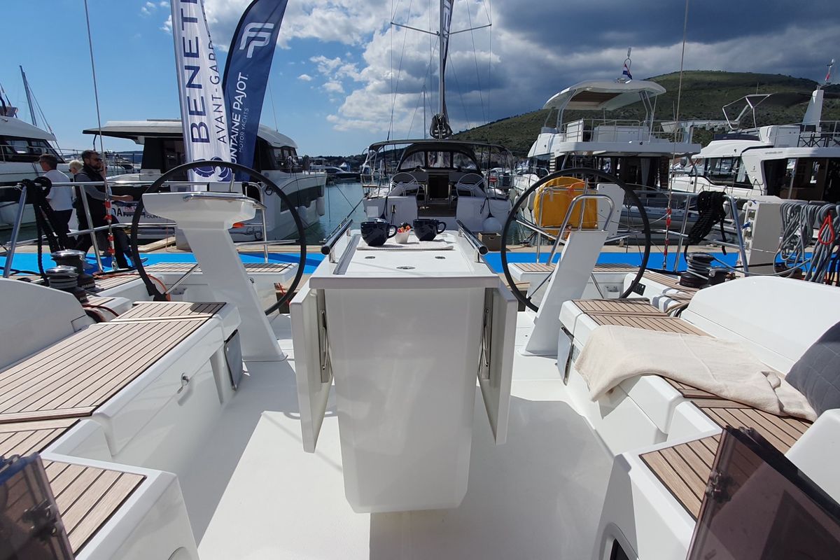 Cockpit of Ivy, a Beneteau Oceanis 46.1 sailboat at Split, Croatia
