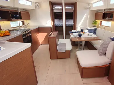 Salon of Ivy, a Beneteau Oceanis 46.1 sailboat at Split, Croatia