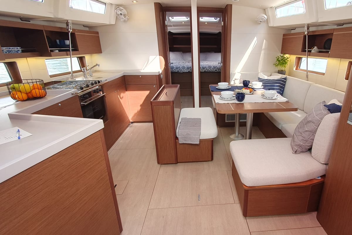 Salon of Ivy, a Beneteau Oceanis 46.1 sailboat at Split, Croatia