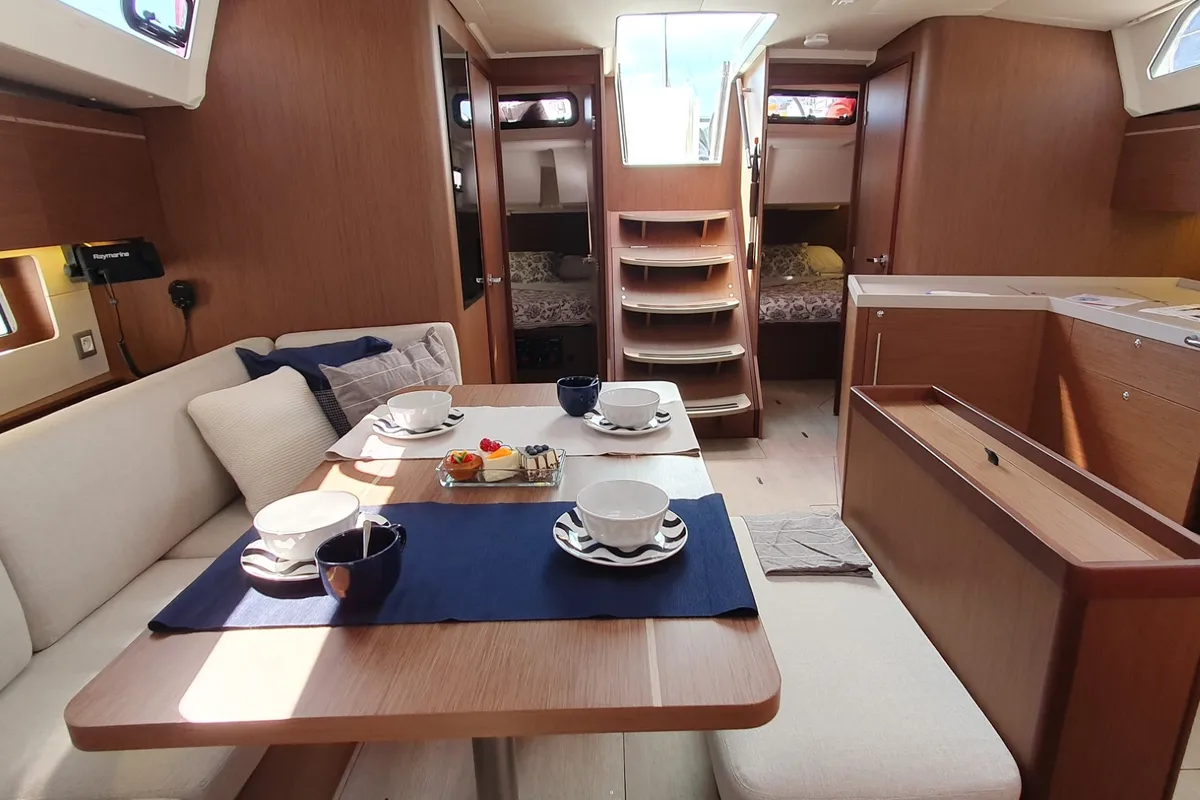 Salon of Ivy, a Beneteau Oceanis 46.1 sailboat at Split, Croatia