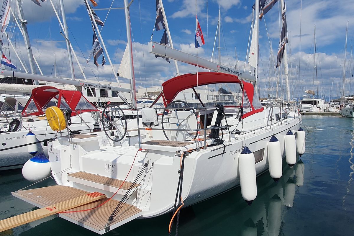 Exterior view of Ivy, a Beneteau Oceanis 46.1 sailboat at Split, Croatia