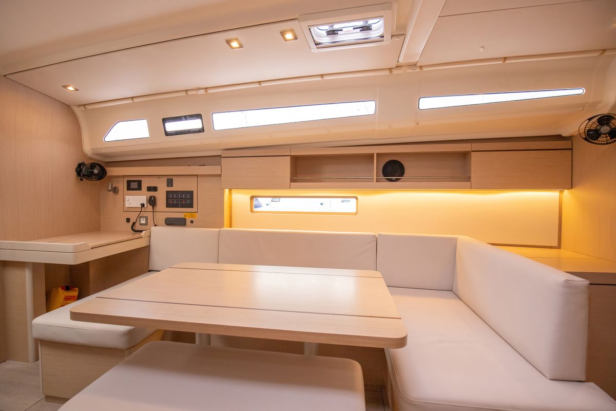 Salon of Cupido - Comfort line, a Beneteau Oceanis 40.1 sailboat at Tonnarella, Italy